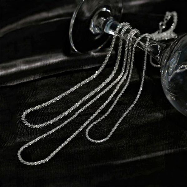 

S925 Sterling Pure Silver Sparkling Necklace Chains Womens Versatile Luxury Popular High Grade Shining Sky Star Collar Chain Cauliflower Jewelry Wholesale