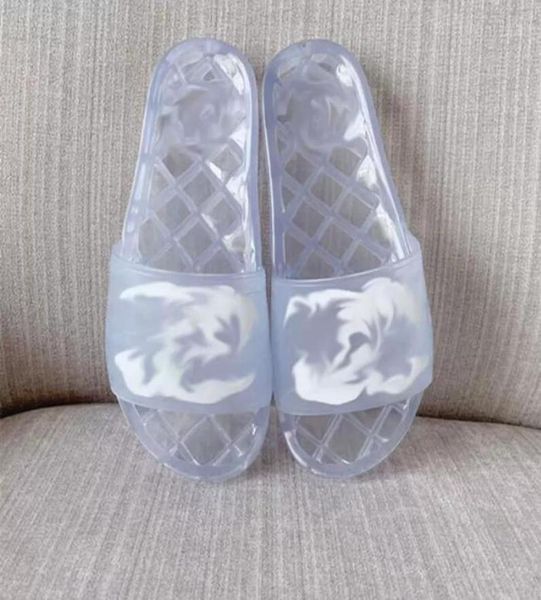 

2022 fashion summer women slides jelly slippers sandals clear pvc rubber crystal sandal shoes retro platform flip flops men flat s4789578, Black