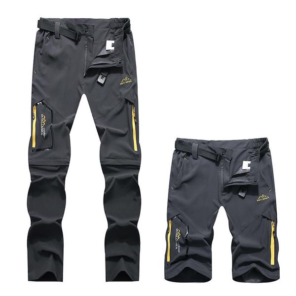 

pants outdoor quick drying pants men's summer thin detachable elastic two section pants line mountain assault pants loose hiking pants, Black