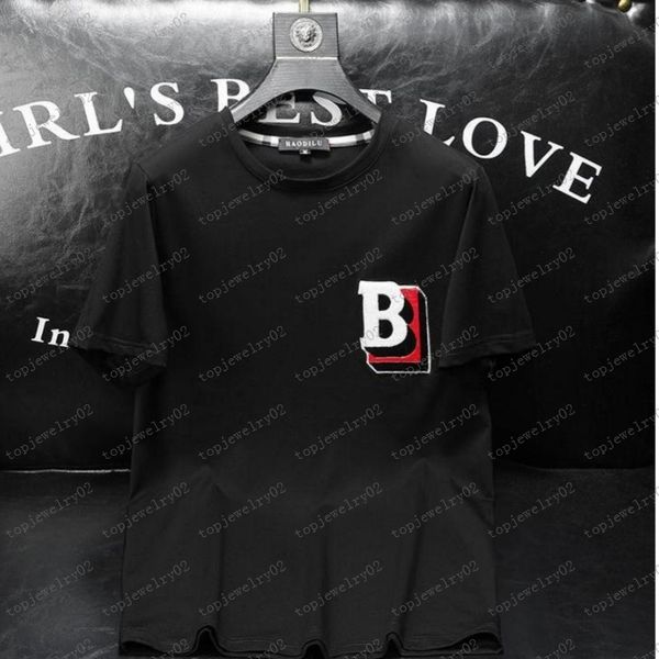 

designers shirt spring and summer new sweatshirts high-grade cotton printed short-sleeved round neck panel t-shirt size m-l-xl--xxxl colo, Black;brown