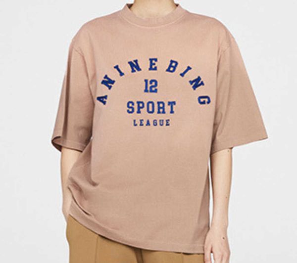 

2023 summer niche ab bing letter embroidered tees wash camel loose fitting sports tshirts short sleeved t-shirt for men and women, White