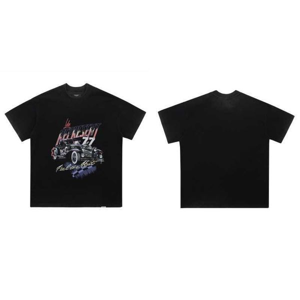 

men's t-shirts represent rep designer fashionclassic car print american trendy hip-hop loose vintage washed and worn short sleeved t-sh, White;black
