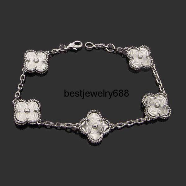 

luxury designer link chain bracelet four-leaf cleef clover womens fashion 18k gold bracelets jewelry, Golden;silver