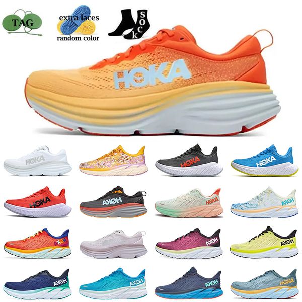 

hoka running shoes men women bondi 8 carbon x 2 amber yellow triple black goblin blue sneakers sports absorption lilac marble walking pink c