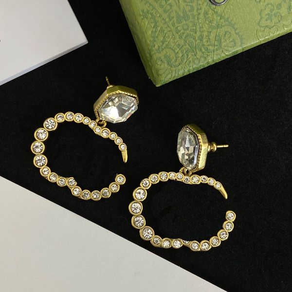 

womens earrings designer letter ear studs retro gold sterling silver stud earrings for ladies jewelry gift, Golden;silver