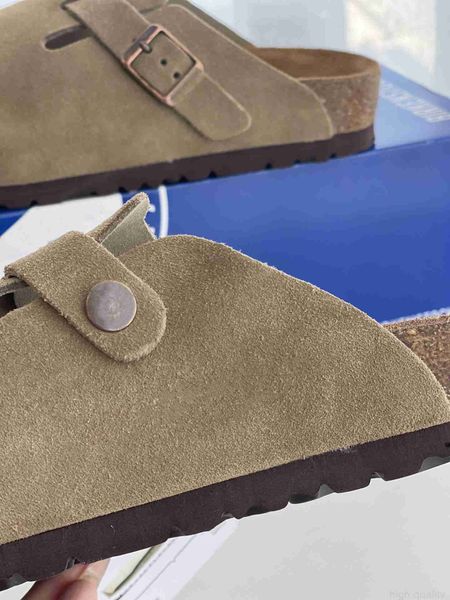 

slippers boston clogs designer sandals men women slide slippers soft footbed clog suede leather buckle strap shoes woody outdoor indoor slip, Black