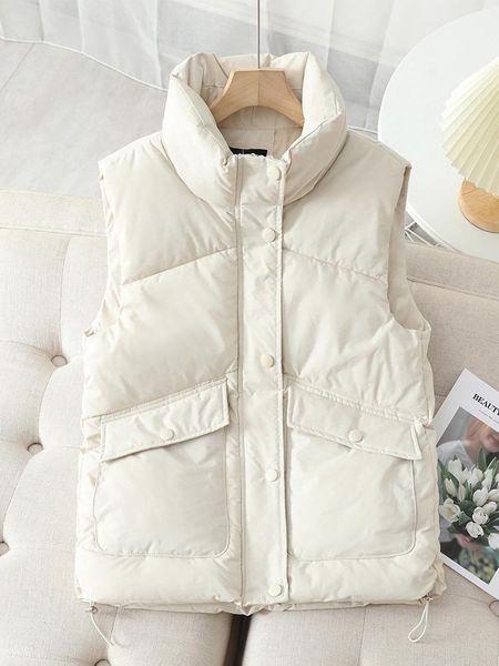

vests lusumily warm winter vest women sleeveless jacket new light warm waistcoat down vest female sleeveless coat thick waistcoat top, Black;white
