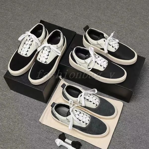 

designer casual shoes men canvas shoe splicing design flat shoes fashion canvas shoe suede skateboarding shoe slip on trainers, Black