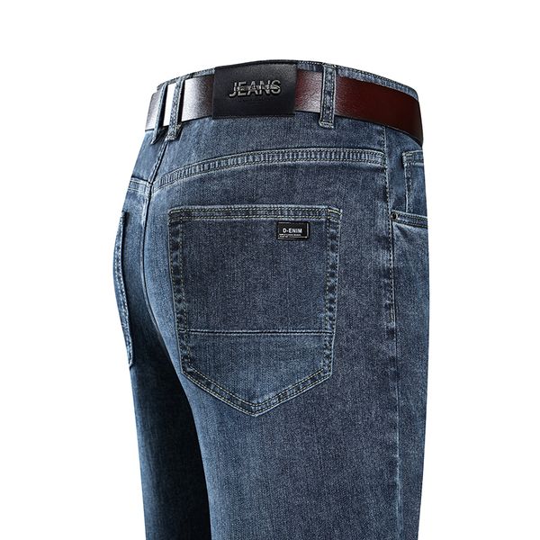 

men s jeans pakaian berkualitas baru musim semi gugur 2023 lurus cocok pinggang tinggi pria celana panjang katun kasual bisnis klasik 230427, Blue