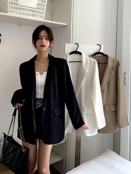 

pants jmprs women oversize blazers spring 2022 korean fashion baggies jacket and coat female elegant single button office white blazer