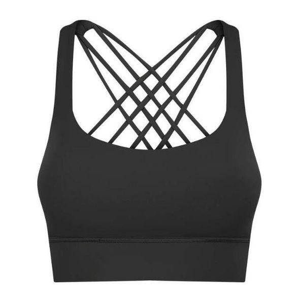

lulus yoga designer sports bra gym clothes women 8 line backless of lu outfits sports solid color push up crossing bras tank vest