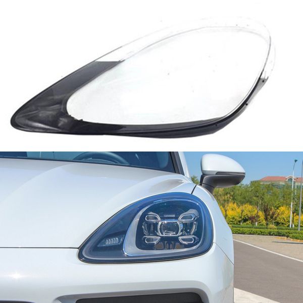 

car replacement headlight case shell light lamp transparent lampshade lens glass cover for porsche cayenne 2018 2019 2020 2021