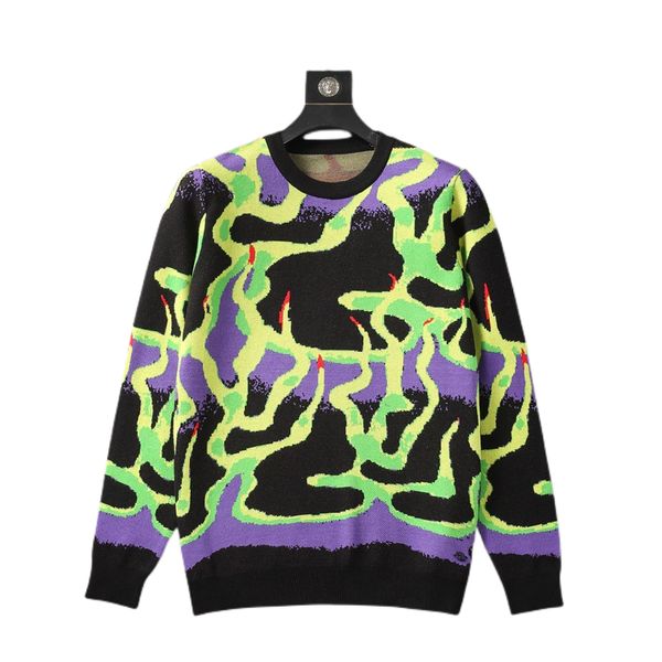 

men's trend designer sweater fashion men's casual round long-sleeved sweater men's spring and autumn alphabet print sweater9, White;black