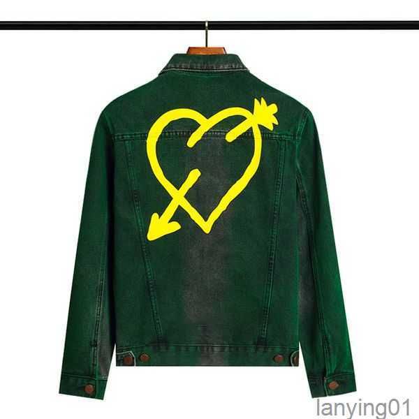

men jacket palm a hoodie designer green love print denim tracksuit palmss heart piercing arrow denims jackets angels washed greens outerwear, Black;brown