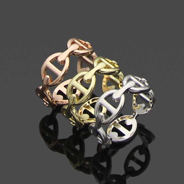 

hermm classic ring fashion brand 316l stainless steel love finger h with crystal multicolors plating style lovers jewelry 6mm wide no box314, Silver