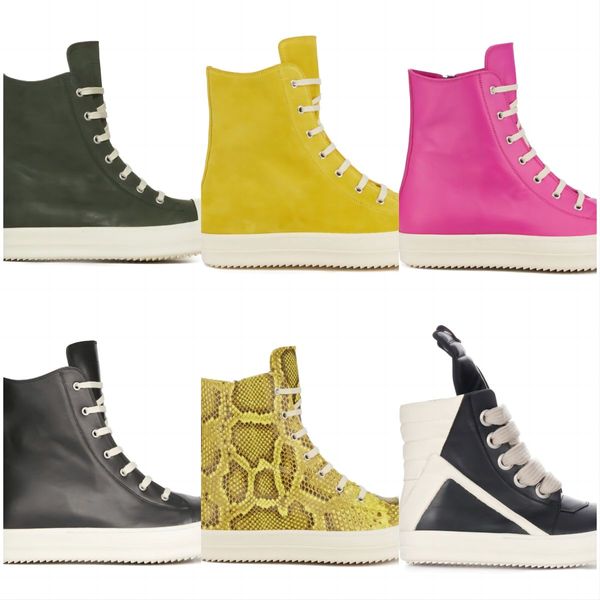 

rick original canvas shoes thick sole jumbo shoeslace drk women sports shoes owens male sneakers shdw lace-up women's sneaker with box, Black