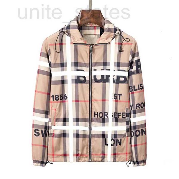 

men's jackets popular2023 designer men's jacket black white yellow brown striped plaid brand windproof waterproof hoodie zipper tr, Black;brown