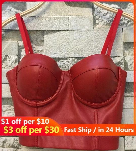 

t-shirt pu leather bralet women's bustier bra bustier cool black night club party cropped tube for women, White
