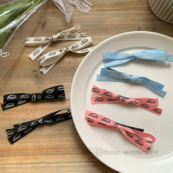 

girls letter printed ribbon bows hairpins sweet kids princess barrettes hairclip children'a day party hair accessories z1831, Slivery;white