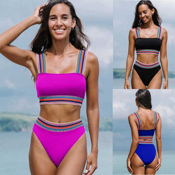 

new solid 2023 bikini women's split swimwear high waist swimwear women's
