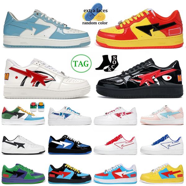 

2023 arrival bapestar running shoes bapestas sk8 sta men women sneakers blue iron white shark black abc camo pink pastel jjjjound navy baped