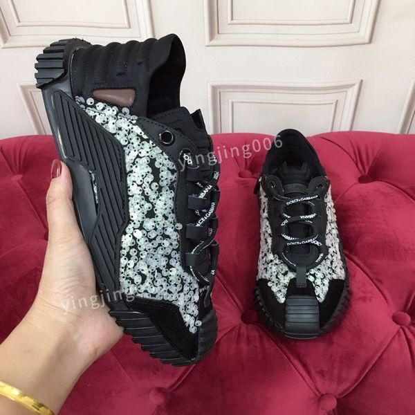 

new women designer fashion casual shoes leather lace-up sneaker fashion lady flat running trainers letters womens mens gym sneakers, Black