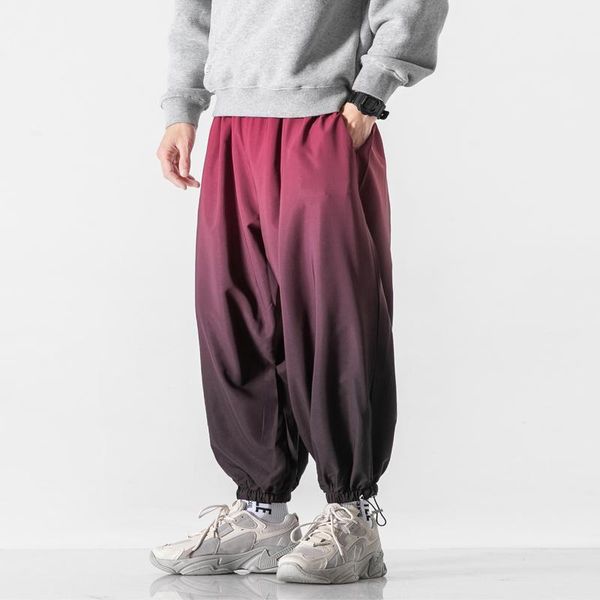 

pants new japanese style mens jogger pants casual reflective trousers men 2023 streetwear loose fashion sweatpants male large size 5xl, Black
