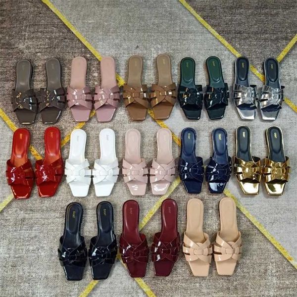 

2023 ys yl tribute mules outdoor beach slides holiday sandals slippers smooth leather cassandra flat women summer shoes slide sandal slipper, Black