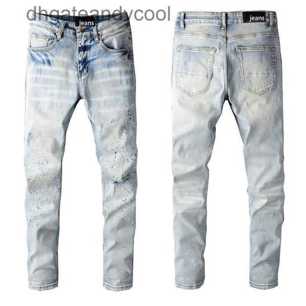 

elastic 2023 denim jeans designer pants man 812personalized fashion street cowboy casual pants micro cotton youth blue splash paint tight je