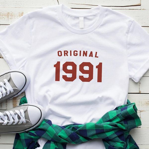 

t-shirt 31st birthday original 1991 t shirt women causal graphic tees cotton short sleeve tumblr tshirt drop shipping, White