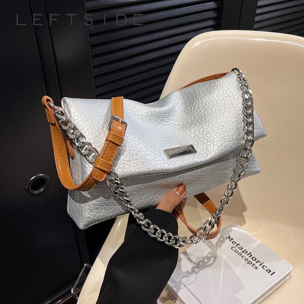 

evening bags y2k tas selempang kulit pu perak wanita tangan rantai kecil merek mewah 2023 230428
