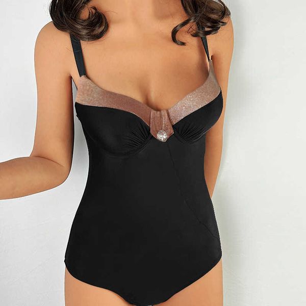 

buckle all crystal in one hard bag women's swimwear solid color spring beach