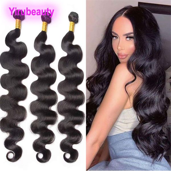 

malaysian virgin hair extensions double wefts 30-42inch longer hair products natural color body wave, Black