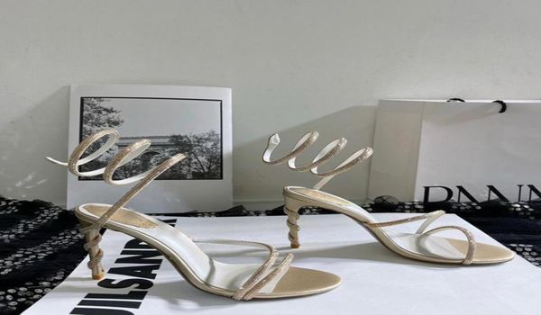 

heels sandals evening shoes high heeled ankle wraparound shoe factory footwear embellished snake strass stiletto rene caovilla cle2619873, Black