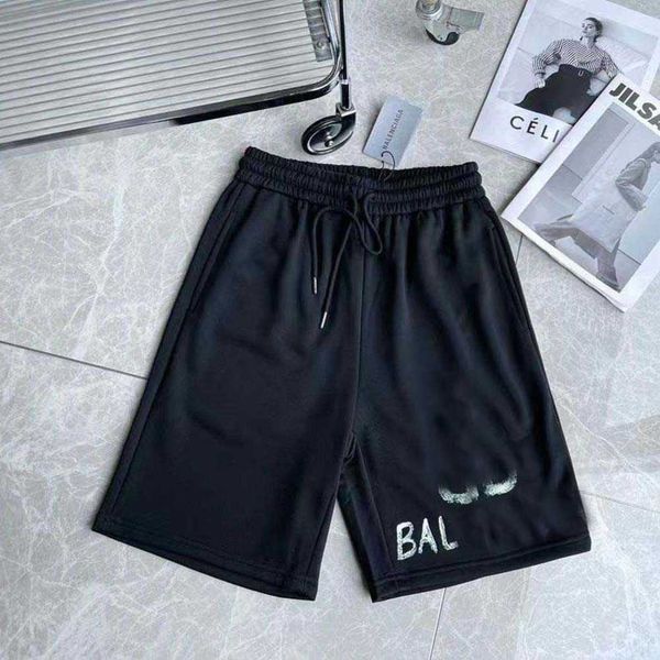 

designer balencigas women new double b hand-painted letter-printed casual loose shorts for men and women in the summer of black 2023 om3m, White;black