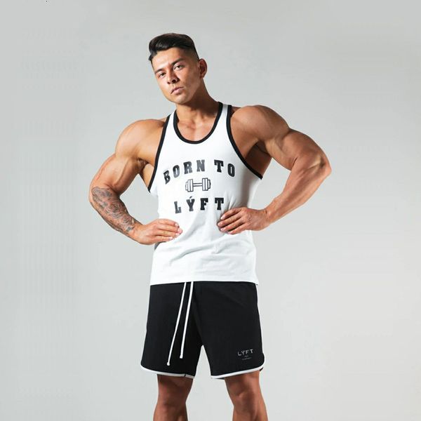 

men' tank summer fitness basketball training running vest gym trend pure cotton breathable sleeveless sports brand white 230427, White;black