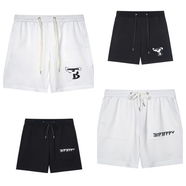 

men's shorts summer new solid color embroidered logo letter relaxed casual trend men's beach pants sports letter printing inner la, White;black