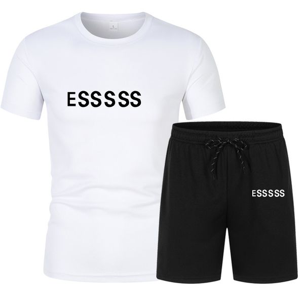 

designer tracksuits men's t-shirt + shorts set summer breathable casual t shirt running set fashion printed male sport suit, Gray