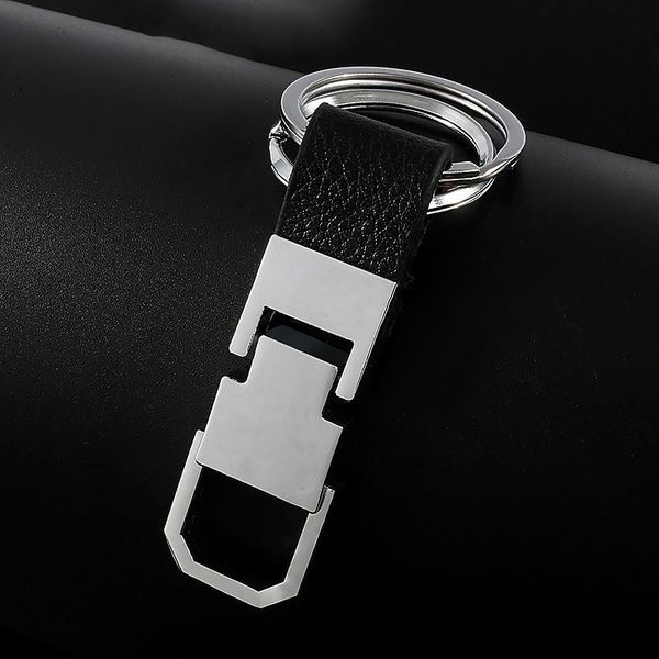 

new fashion black leather keychain key chain ring for men gift, Slivery;golden