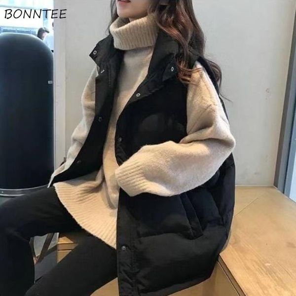 

vests vests women allmatch basic korean style coldproof spring black outwear soft ulzzang with pockets allmath causal, Black;white