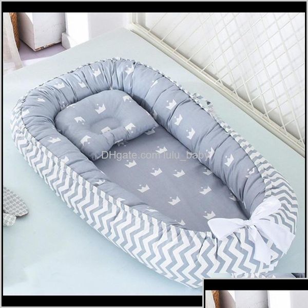 

Cribs 8853Cm Nest With Pillow Portable Crib Travel Infant Toddler Cotton Cradle For Born Baby Bed Bassinet Bumper Lj200818 Dhfsg