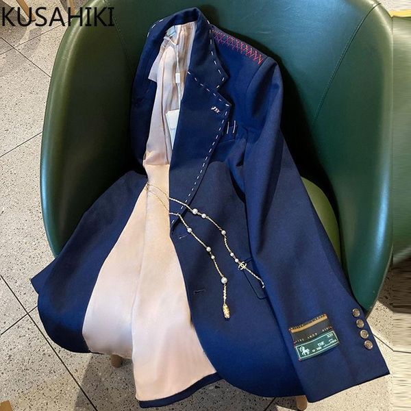 

pants kusahiki womens blazers 2022 spring autumn fashion blazer coat femme long sleeve single breasted notched colar suit jacket, White