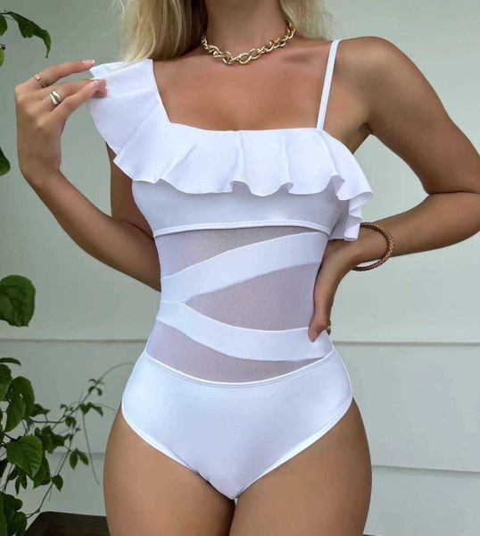 

new 2023 ruffle mesh spliced one piece swimwear