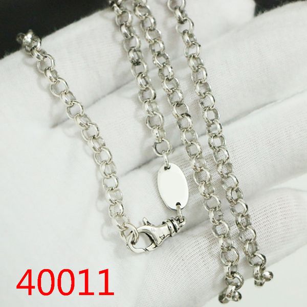 

40011 couple sterling silver necklace punk hip hop cross flower ball chain jewelry silver buckle label letter neck rope fashion personality