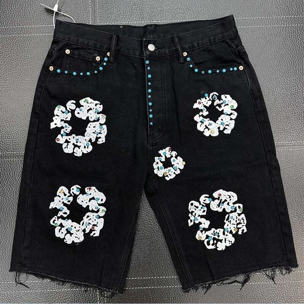 

washed denim jeans shorts men's plus size shorts women