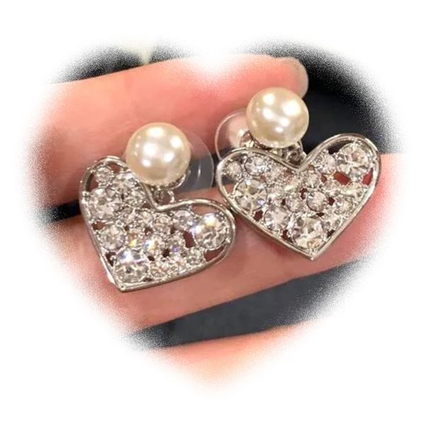 

vintage temperament pearl dangle earrings, delicate and romantic full diamond hollow ladies love earrings, gift for couples to express their, Silver