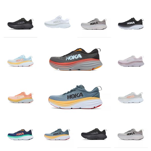 

hoka hokas one bondi 8 running shoes mens womens black white grey walk trainers movement clifton 8s people golden coast floral x2 blue coral