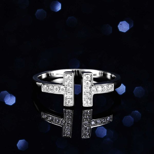 

the same s925 silver ring of tiffay double t women's mozanne diamond tail row live broadcast with logo 0430