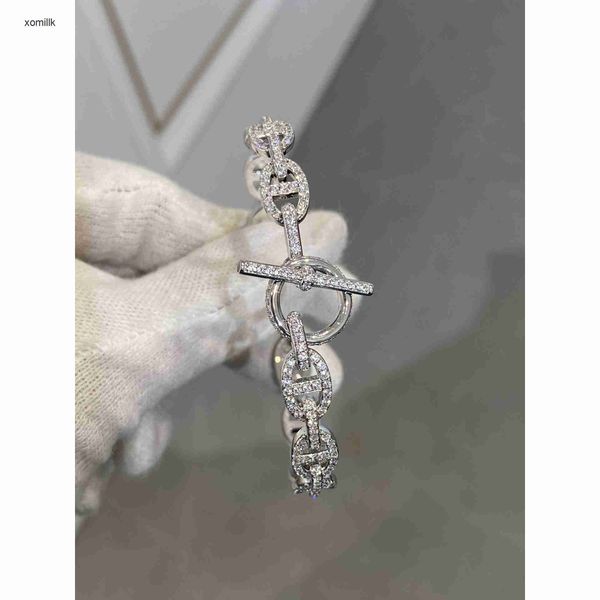 

hermm gift bracelets pig nose full diamond bracelet with light luxury temperament goddess 925 sterling silver precision edition circle horiz, Black