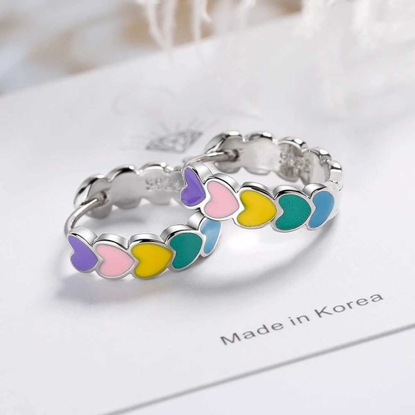 

charm 2 buah anting-anting bulat huggies kecil pelangi baja tahan karat anting-anting gesper telinga hati multiwarna untuk perhiasan tindik, Golden